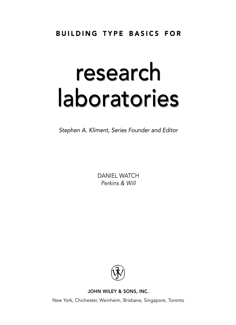 image for page Building Type Basics for Research Laboratories 2nd Edition