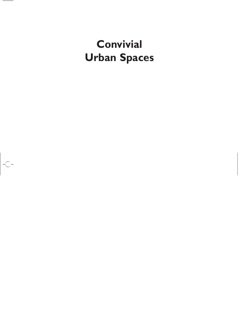 Convivial Urban Spaces Creating Effective Public Spaces