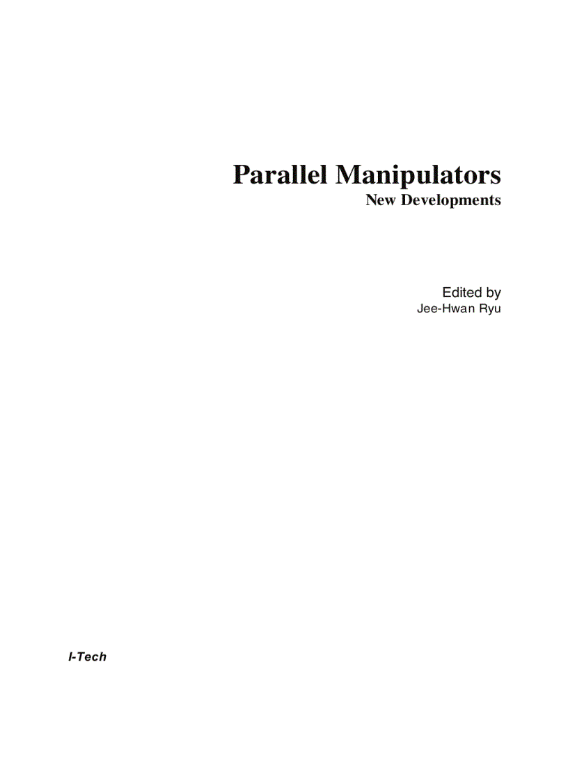 Parallel Manipulators New Developments 1