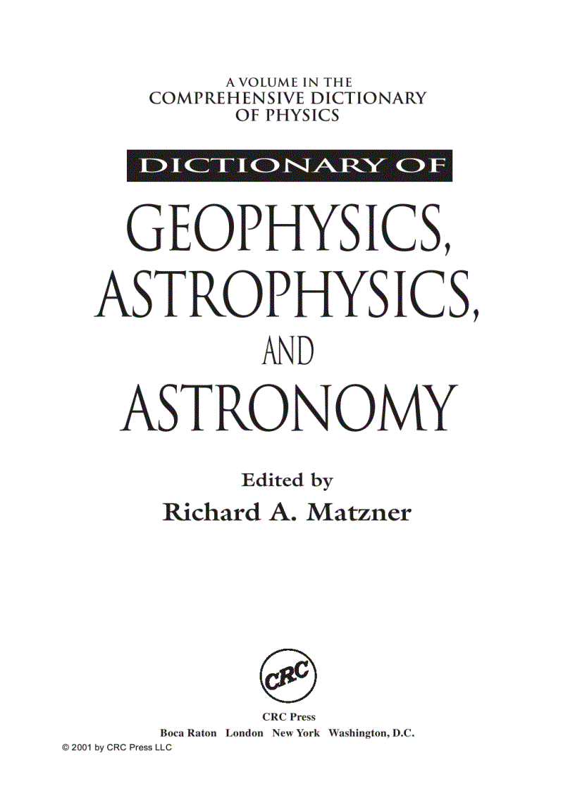 Dictionary of Geophysics