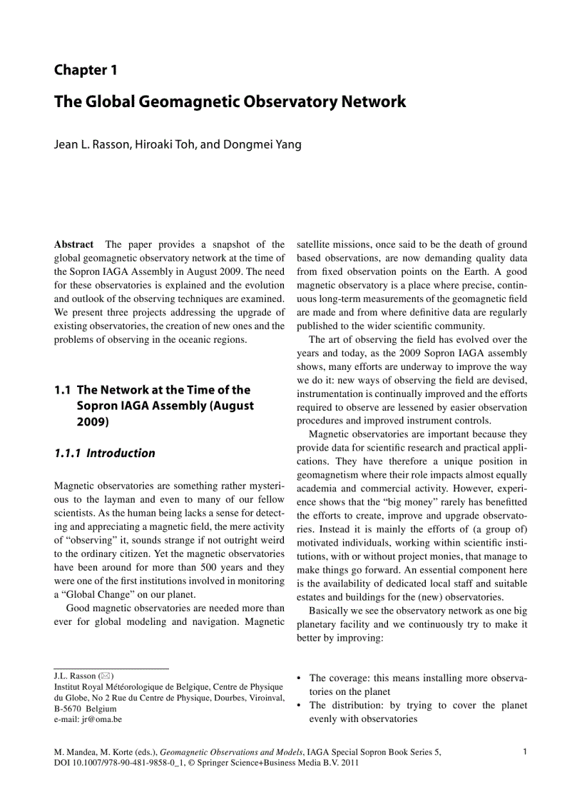 image for page Geomagnetic Observations and Models