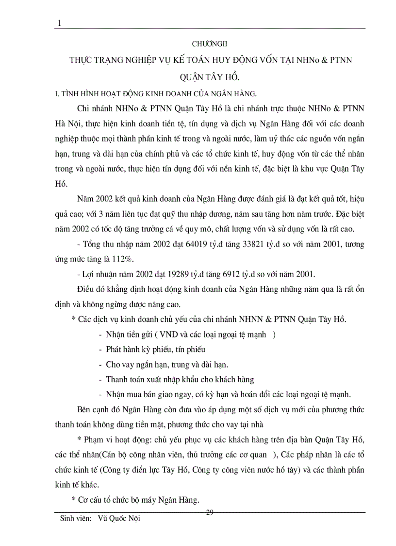 image for page Một số vấn đề cơ bản về vốn và kế toán huy động vốn tại chi nhánh NHNN PTNN Quận Tây Hồ