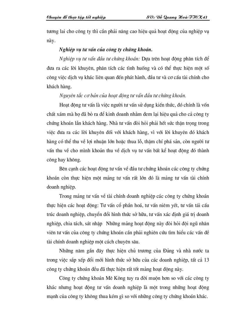 image for page Thực trạng tư vấn xác định giá trị doanh nghiệp tại công ty cổ phần chứng khoán Mê Kông