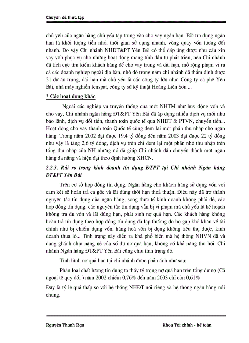 image for page Đánh giá rủi ro trước khi cho vay ĐTPT tại Chi nhánh ngân hàng ĐT PT Yên Bái