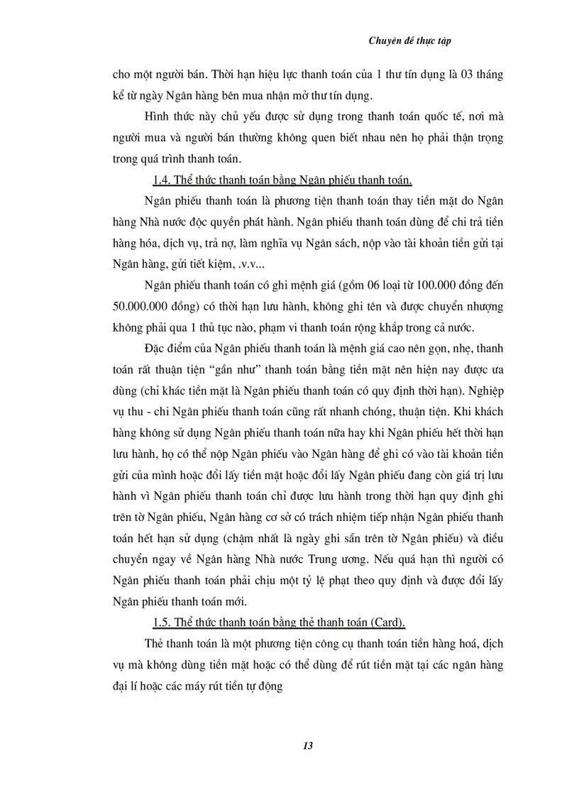 image for page Thực trạng thanh toán không bằng tiền mặt tại chi nhánh ngân hàng Công thương KVII HBT HN