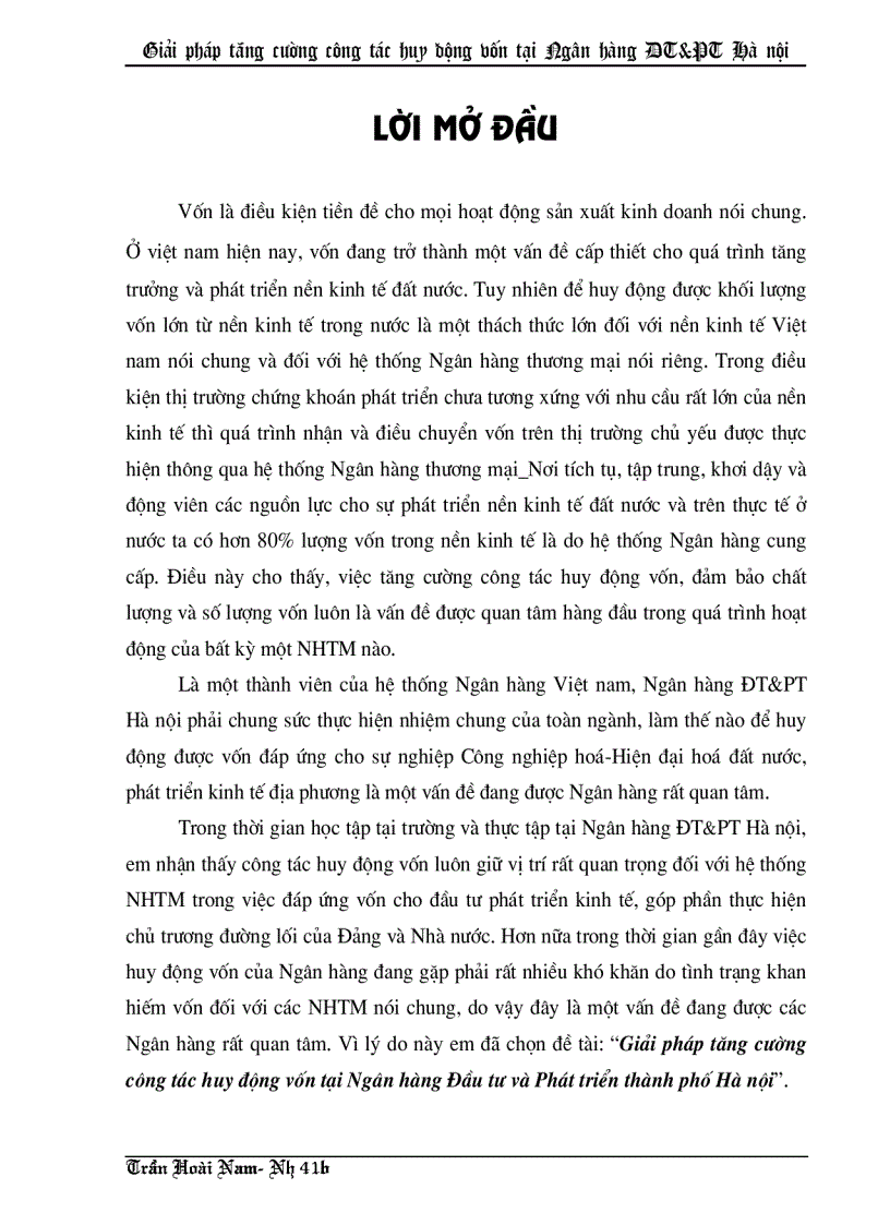 image for page Giải pháp tăng cường công tác huy động vốn tại Ngân hàng Đầu tư và Phát triển thành phố Hà nội