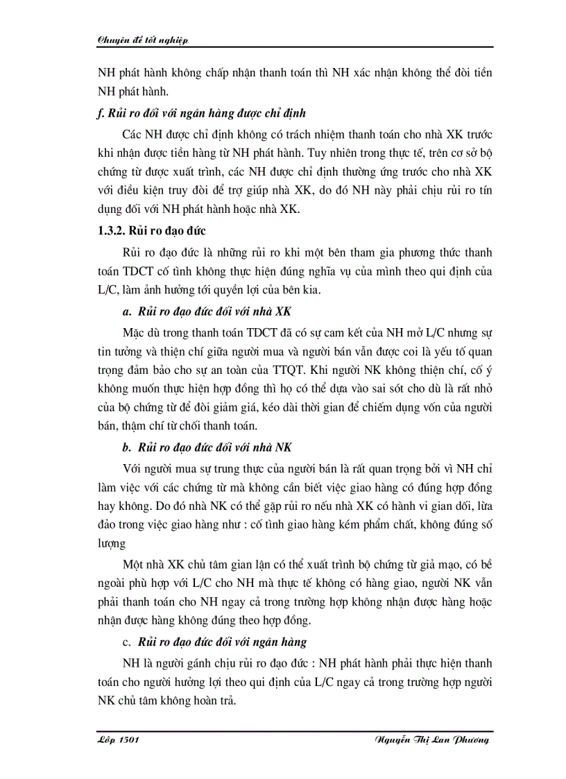 image for page Giải pháp nhằm hạn chế rủi ro trong phương thức thanh toán tín dụng chứng từ tại Ngân hàng Công thương Đống Đa