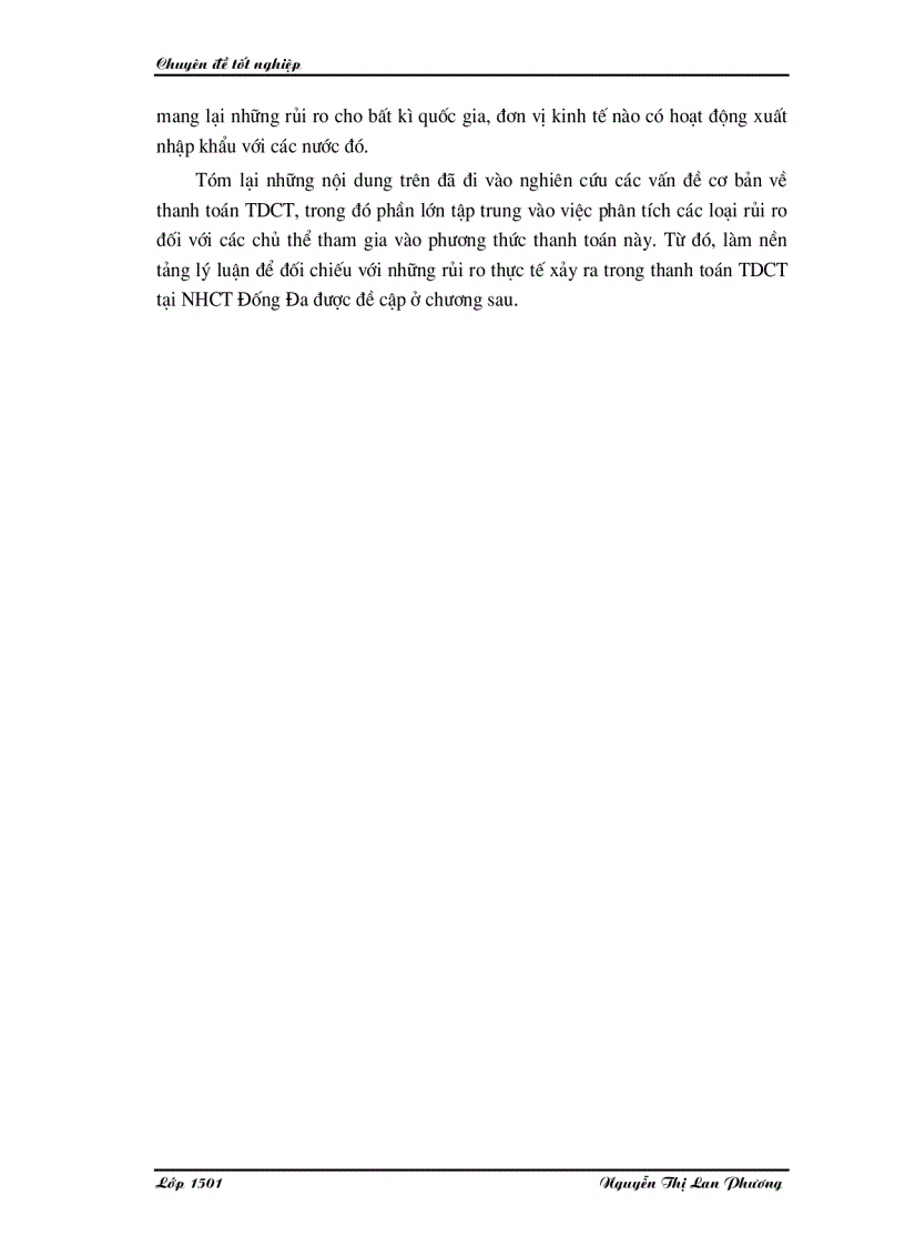 image for page Giải pháp nhằm hạn chế rủi ro trong phương thức thanh toán tín dụng chứng từ tại Ngân hàng Công thương Đống Đa