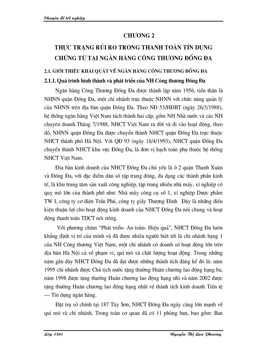 image for page Giải pháp nhằm hạn chế rủi ro trong phương thức thanh toán tín dụng chứng từ tại Ngân hàng Công thương Đống Đa