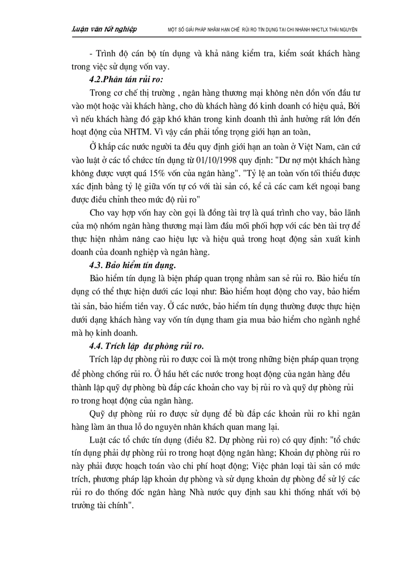 image for page Một số biện pháp nhằm hạn chế rủi ro tín dụng tại chi nhánh Ngân hàng Công thương Lưu Xá Thái Nguyên