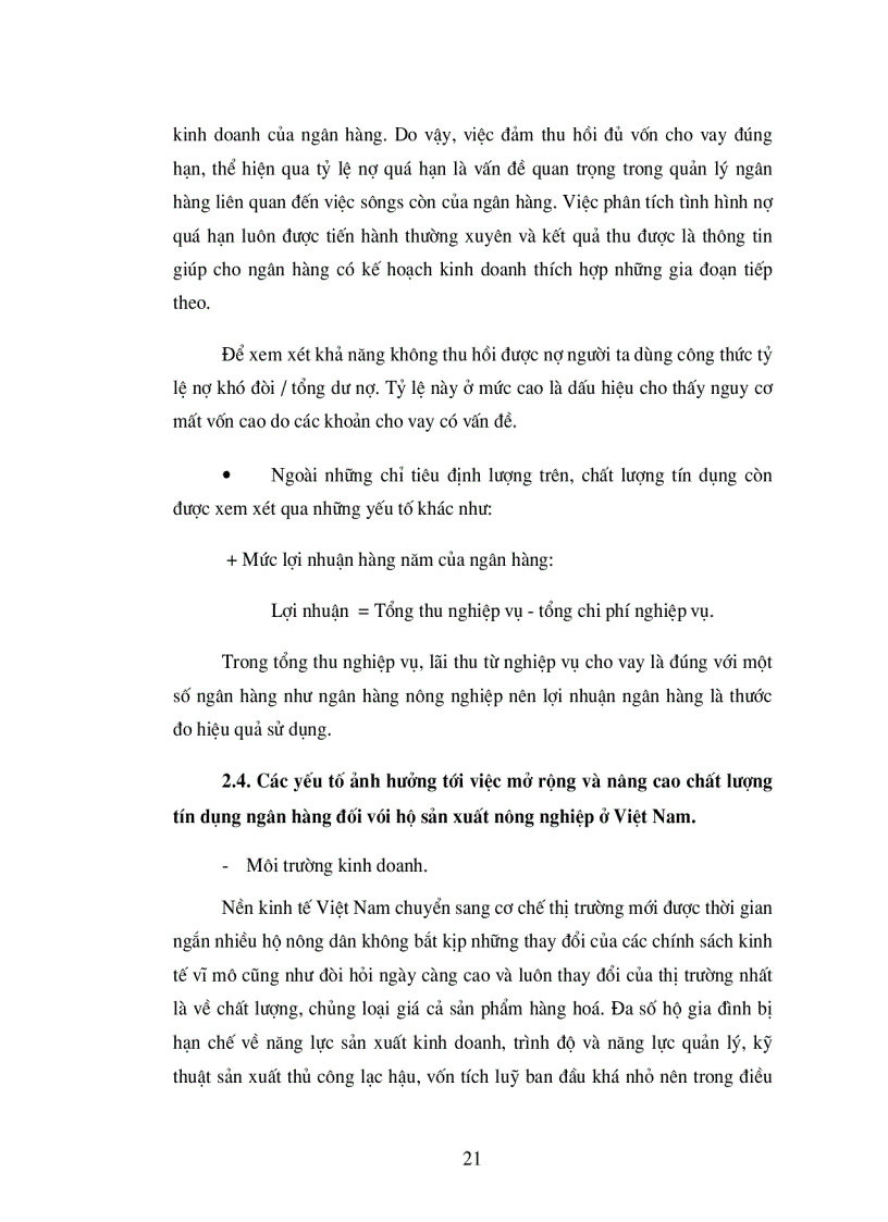 image for page Một số giải pháp nhằm mở rộng và nâng cao chất lượng tín dụng đối với hộ sản xuất ở Ngân hàng nông nghiệp và phát triển nông thôn huyện Vụ Bản