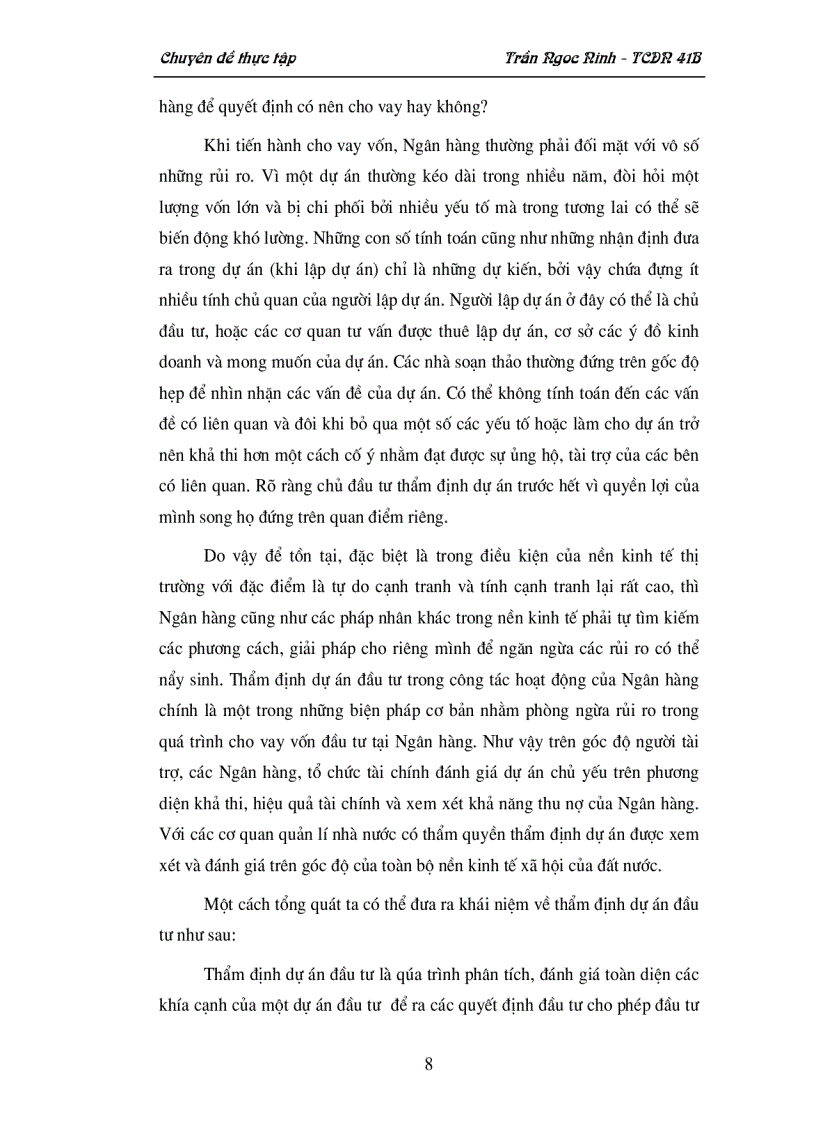 image for page Thẩm định dự án đầu tư của Ngân hàng thương mại