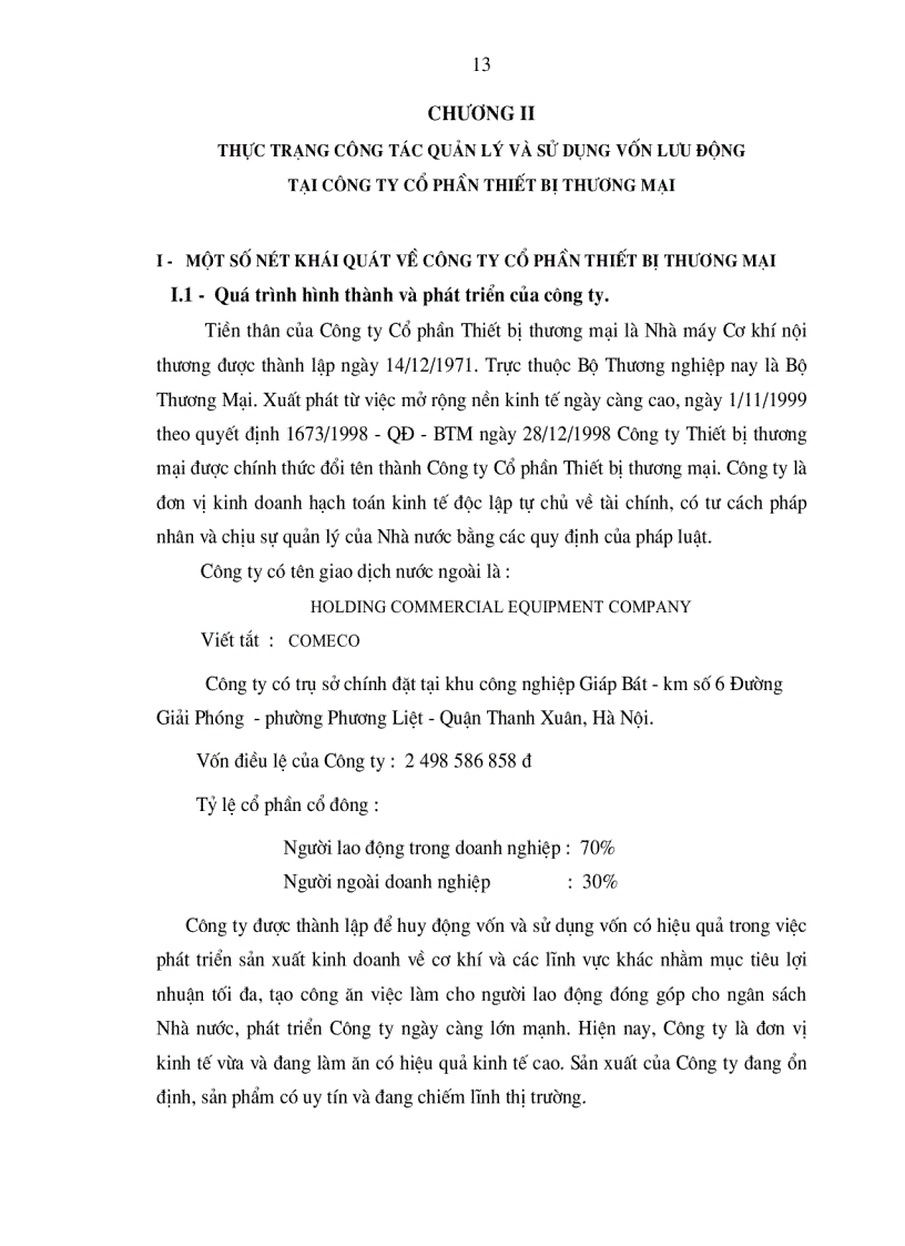 image for page Vốn lưu động và hiệu quả sử dụng vốn lưu động tại Công ty Cổ phần Thiết bị thương mại