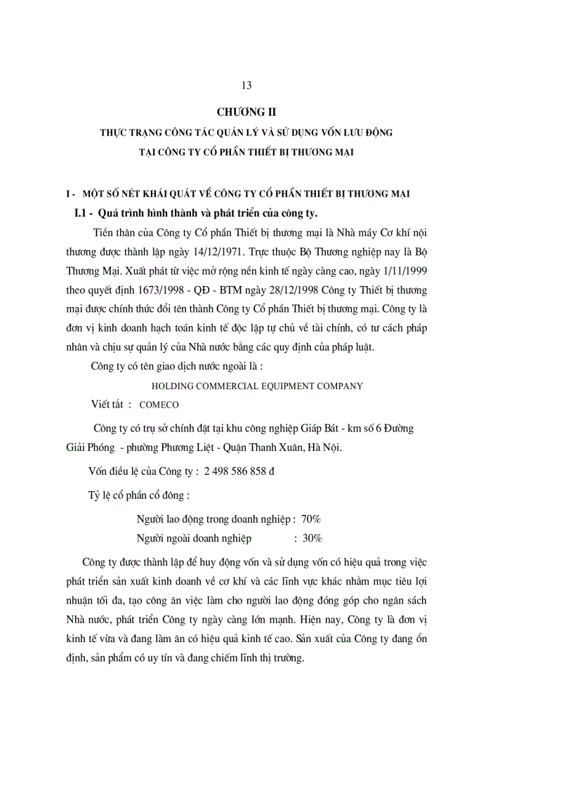 image for page Vốn lưu động và hiệu quả sử dụng vốn lưu động tại Công ty Cổ phần Thiết bị thương mại
