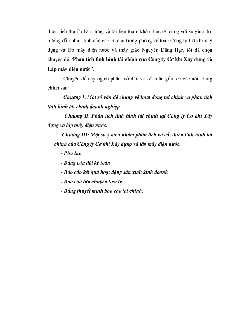 image for page Phân tích tình hình tài chính của Công ty Cơ khí Xây dựng và Lắp máy điện nước