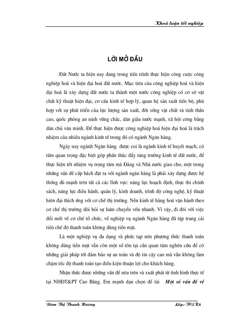 image for page Một số vấn đề về Thanh toán không dùng tiền mặt tại NHĐT PT Cao Bằng Thực trạng và giải pháp