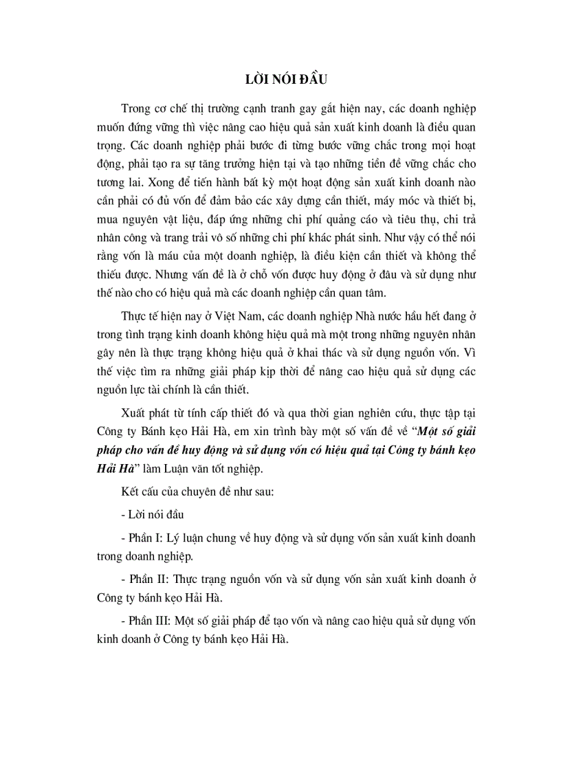 image for page Một số giải pháp cho vấn đề huy động và sử dụng vốn có hiệu quả tại Công ty bánh kẹo Hải Hà