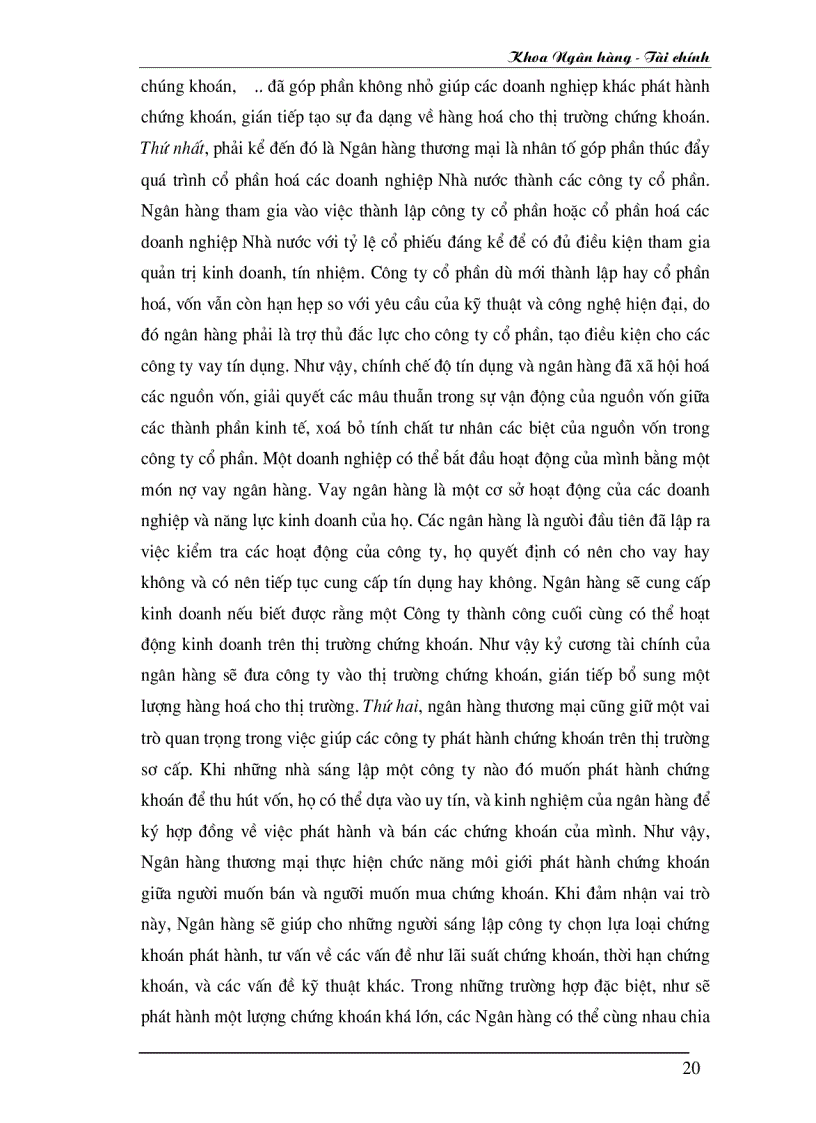 image for page Phát huy vai trò của Ngân hàng thương mại đối với sự phát triển của thị trường chứng khoán Việt Nam