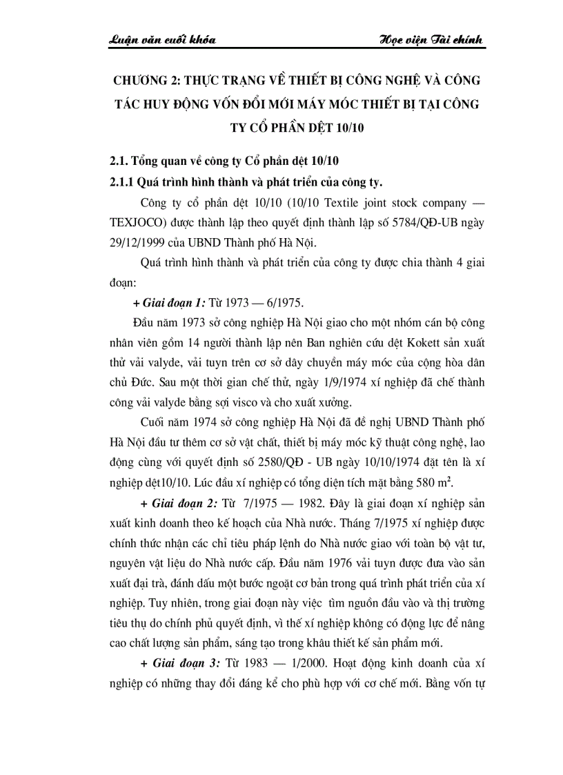 image for page Những giải pháp chủ yếu huy động vốn đổi mới thiết bị công nghệ tại Công ty Cổ phần dệt 10 10