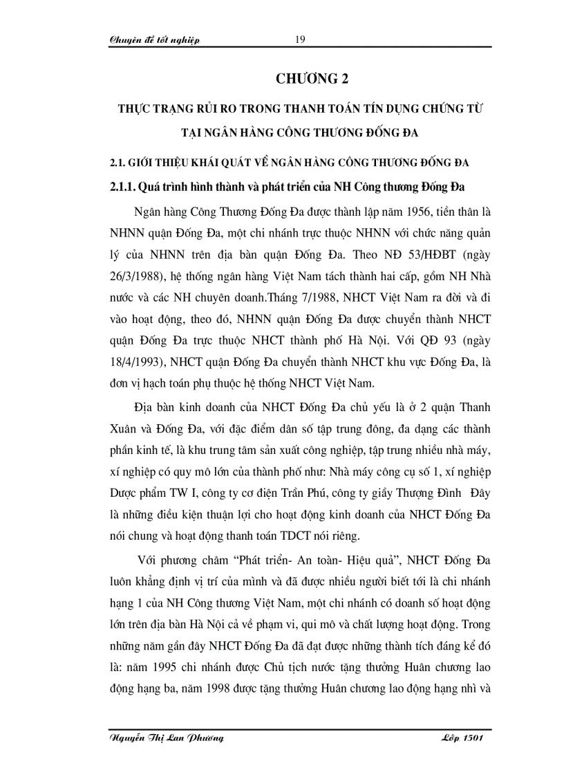 image for page Giải pháp nhằm hạn chế rủi ro trong phương thức thanh toán tín dụng chứng từ tại Ngân hàng Công thương Đống Đa