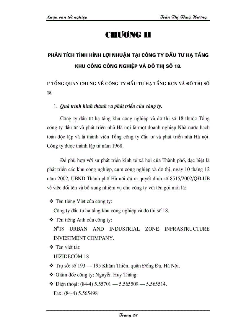 image for page Một số giải pháp nâng cao lợi nhuận tại công ty đầu tư hạ tầng khu công nghiệp và đô thị số 18