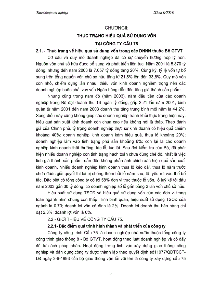 image for page Một số vấn đề về vốn và nâng cao hiệu quả sử dụng vốn tại Công ty cầu 75 thuộc Tổng công ty công trình giao giao thông 8 Bộ Giao Thông Vận Tải