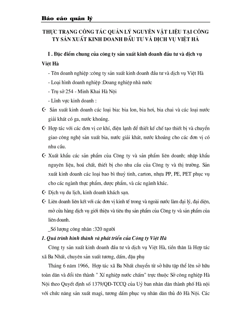 image for page Hoàn thiện công tác quản lý NVL tại công ty SXKD đầu tư và dịch vụ Việt Hà