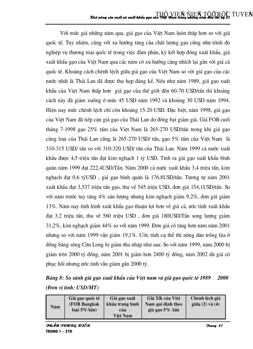 image for page Khả năng sản xuất và xuất khẩu gạo của Việt Nam trong những năm đầu thế kỷ 2