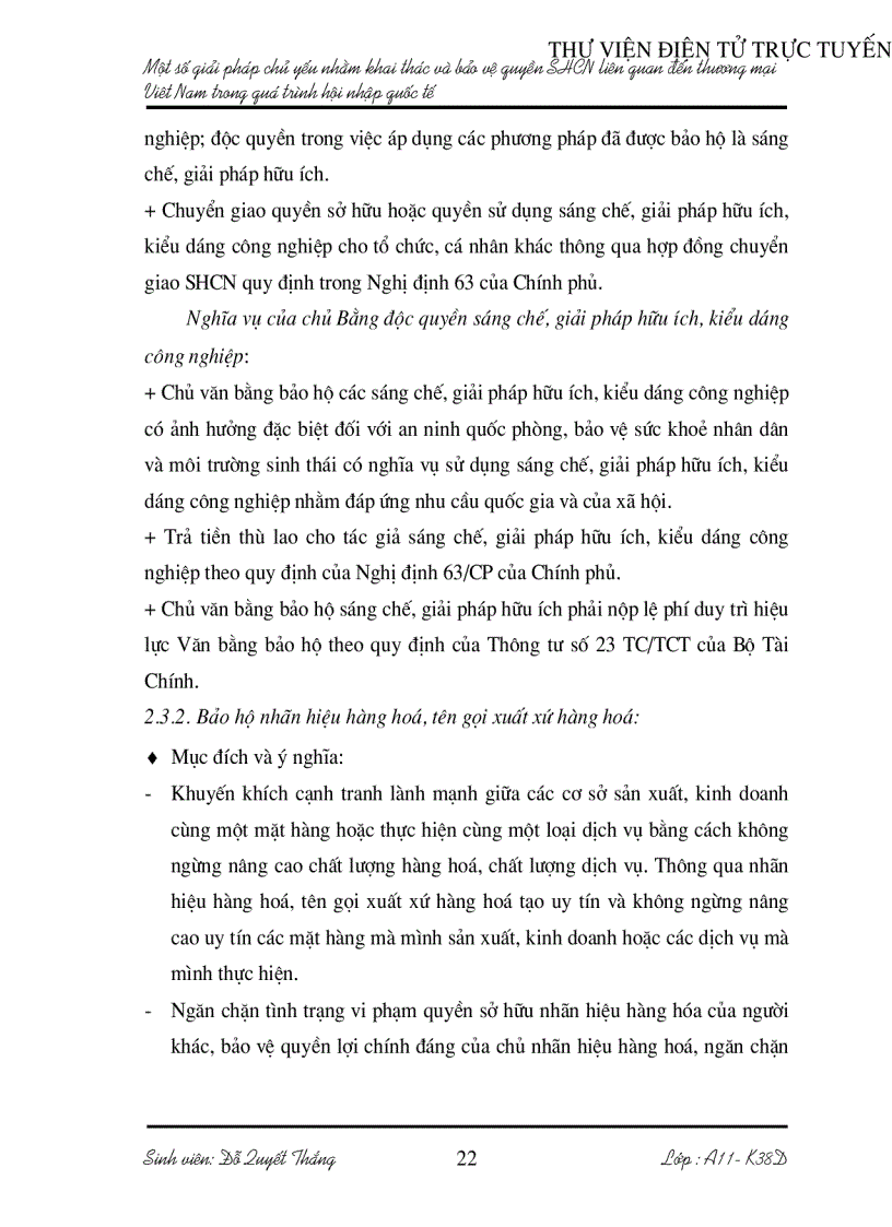 image for page Một số biện pháp chủ yếu nhằm khai thác và bảo vệ quyền SHCN liên quan đến thương mại Việt Nam trong quá trình hội nhập quốc tế