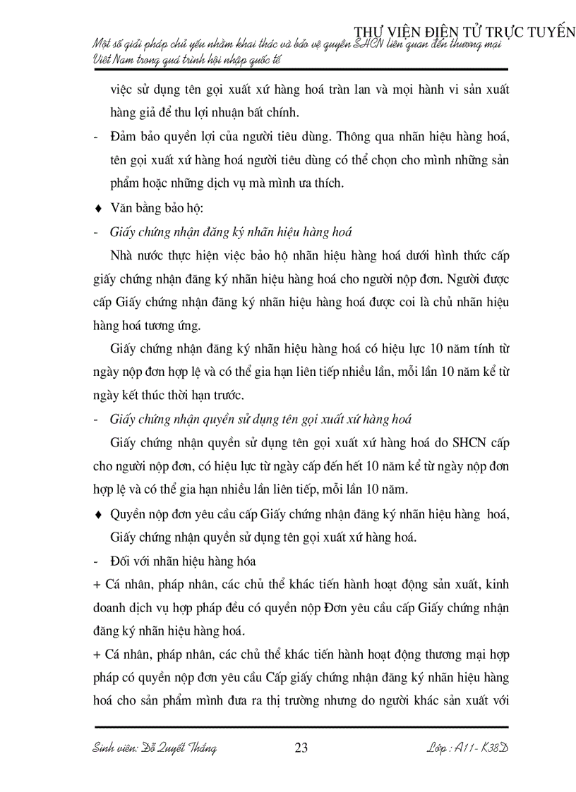 image for page Một số biện pháp chủ yếu nhằm khai thác và bảo vệ quyền SHCN liên quan đến thương mại Việt Nam trong quá trình hội nhập quốc tế