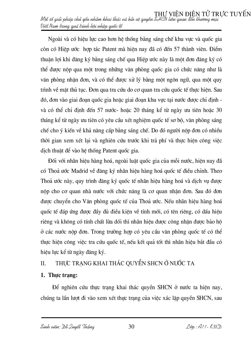 image for page Một số biện pháp chủ yếu nhằm khai thác và bảo vệ quyền SHCN liên quan đến thương mại Việt Nam trong quá trình hội nhập quốc tế