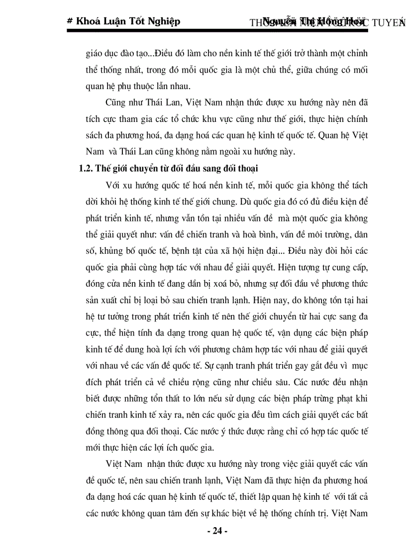 image for page Quan hệ kinh tế thương mại Việt Nam Thái Lan thực trạng và triển vọng