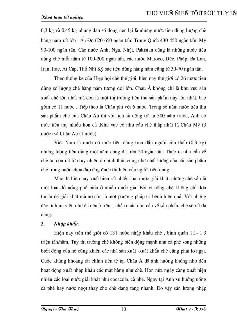 image for page Vài nét về thị trường chè và tình hình sản xuất chế biến xuất khẩu mặt hàng này ở Việt Nam những năm gần đây