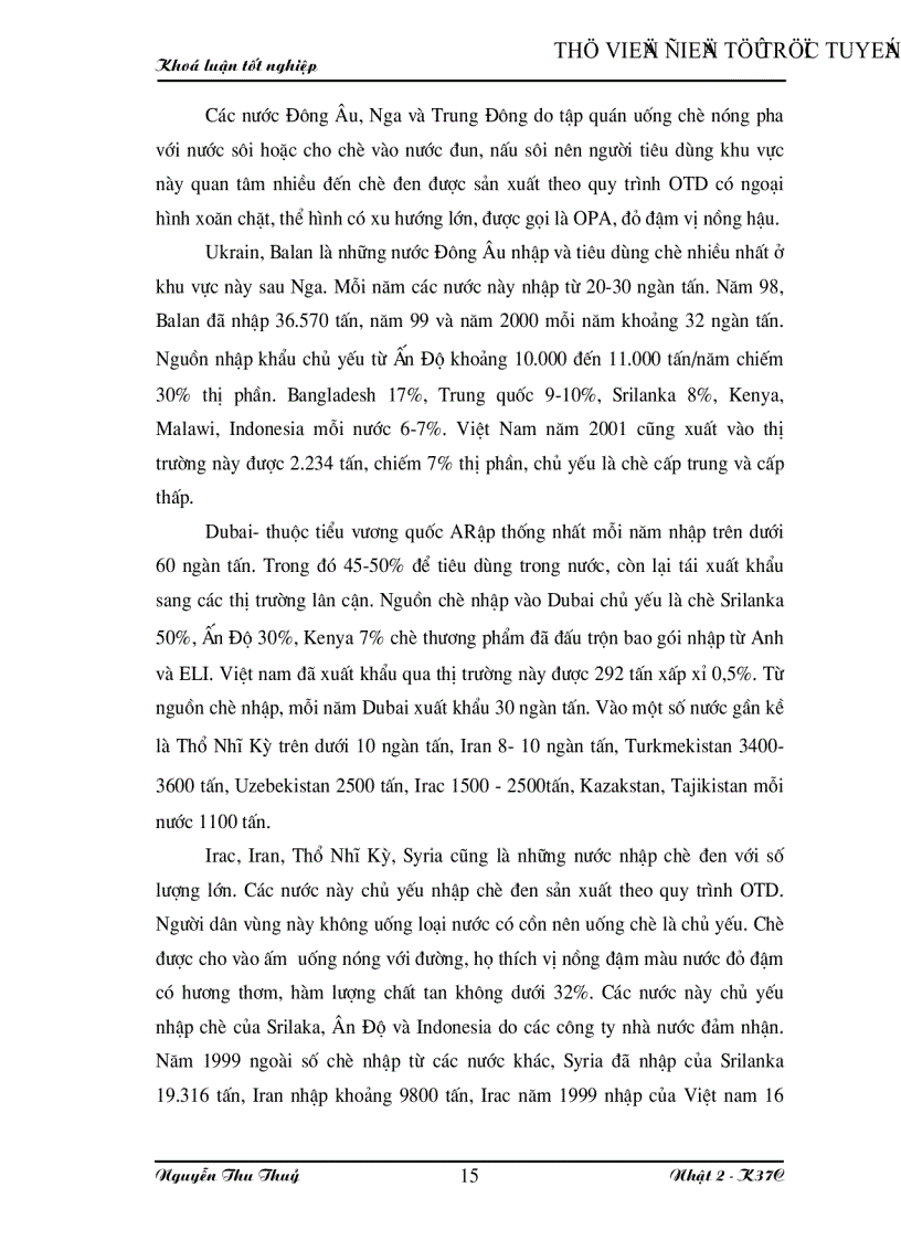 image for page Vài nét về thị trường chè và tình hình sản xuất chế biến xuất khẩu mặt hàng này ở Việt Nam những năm gần đây