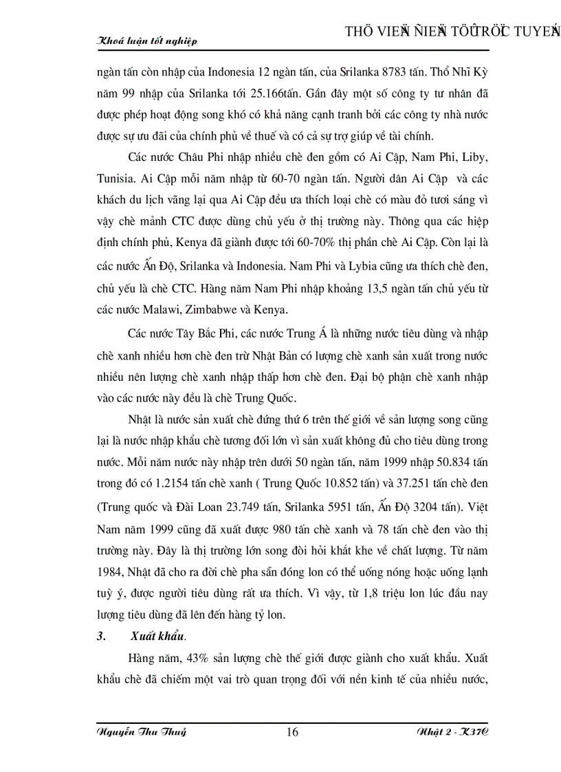 image for page Vài nét về thị trường chè và tình hình sản xuất chế biến xuất khẩu mặt hàng này ở Việt Nam những năm gần đây