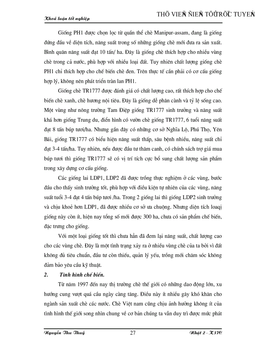 image for page Vài nét về thị trường chè và tình hình sản xuất chế biến xuất khẩu mặt hàng này ở Việt Nam những năm gần đây