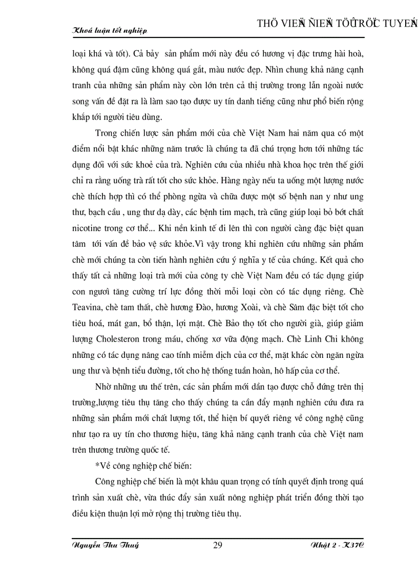 image for page Vài nét về thị trường chè và tình hình sản xuất chế biến xuất khẩu mặt hàng này ở Việt Nam những năm gần đây