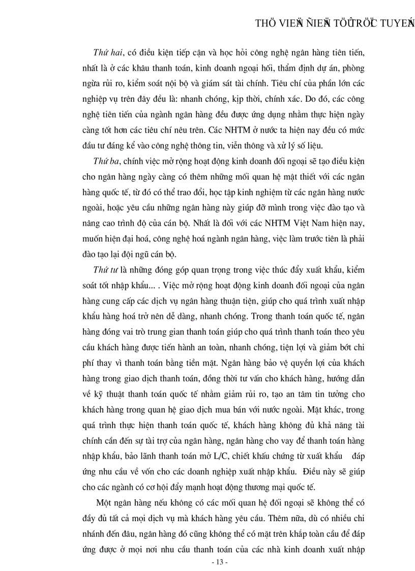 image for page Tìm hiểu một số vấn đề về hoạt động của NHNo PTNT tỉnh Hà Tây góp phần mở rộng quan hệ kinh tế đối ngoại của nước ta trong giai đoạn hiện nay