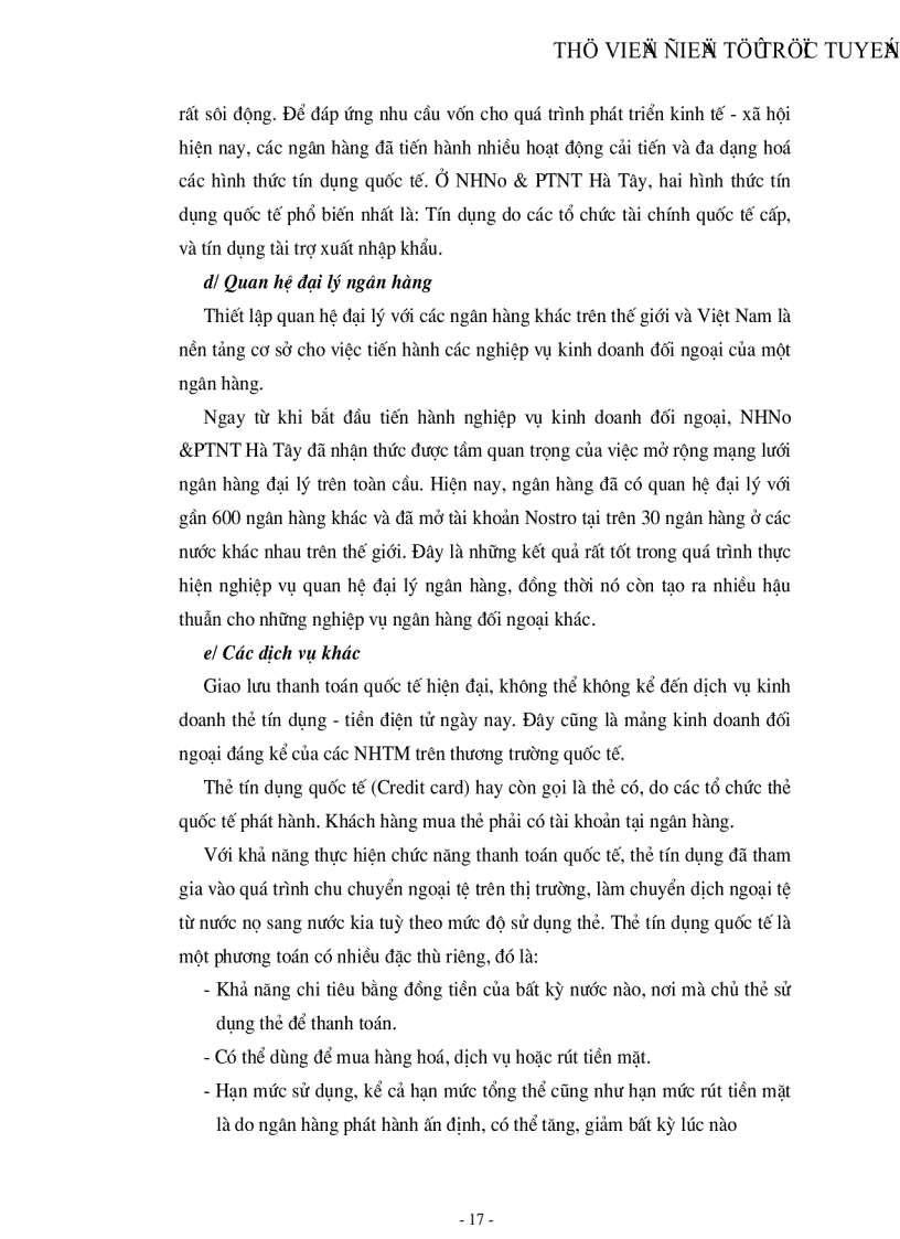 image for page Tìm hiểu một số vấn đề về hoạt động của NHNo PTNT tỉnh Hà Tây góp phần mở rộng quan hệ kinh tế đối ngoại của nước ta trong giai đoạn hiện nay