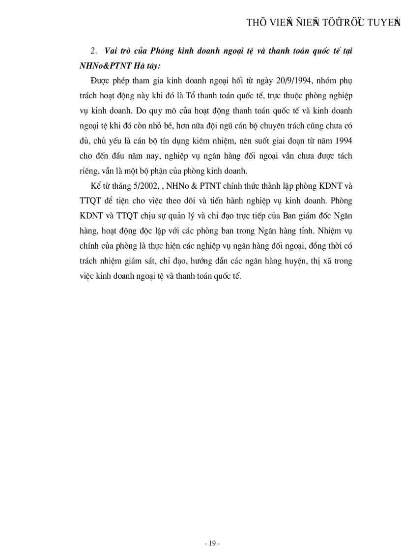 image for page Tìm hiểu một số vấn đề về hoạt động của NHNo PTNT tỉnh Hà Tây góp phần mở rộng quan hệ kinh tế đối ngoại của nước ta trong giai đoạn hiện nay