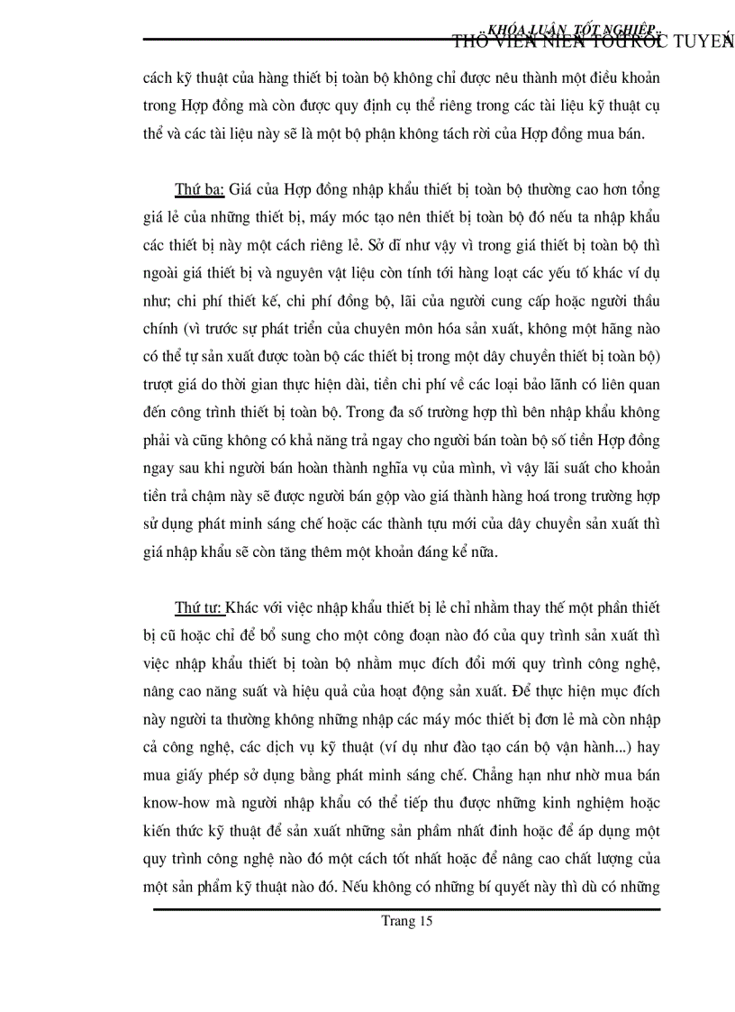 image for page Một số vấn đề về nhập khẩu thiết bị toàn bộ nói chung và hiện trạng nhập khẩu mặt hàng này của Công ty Technoimport nói riêng trong những năm gần đây