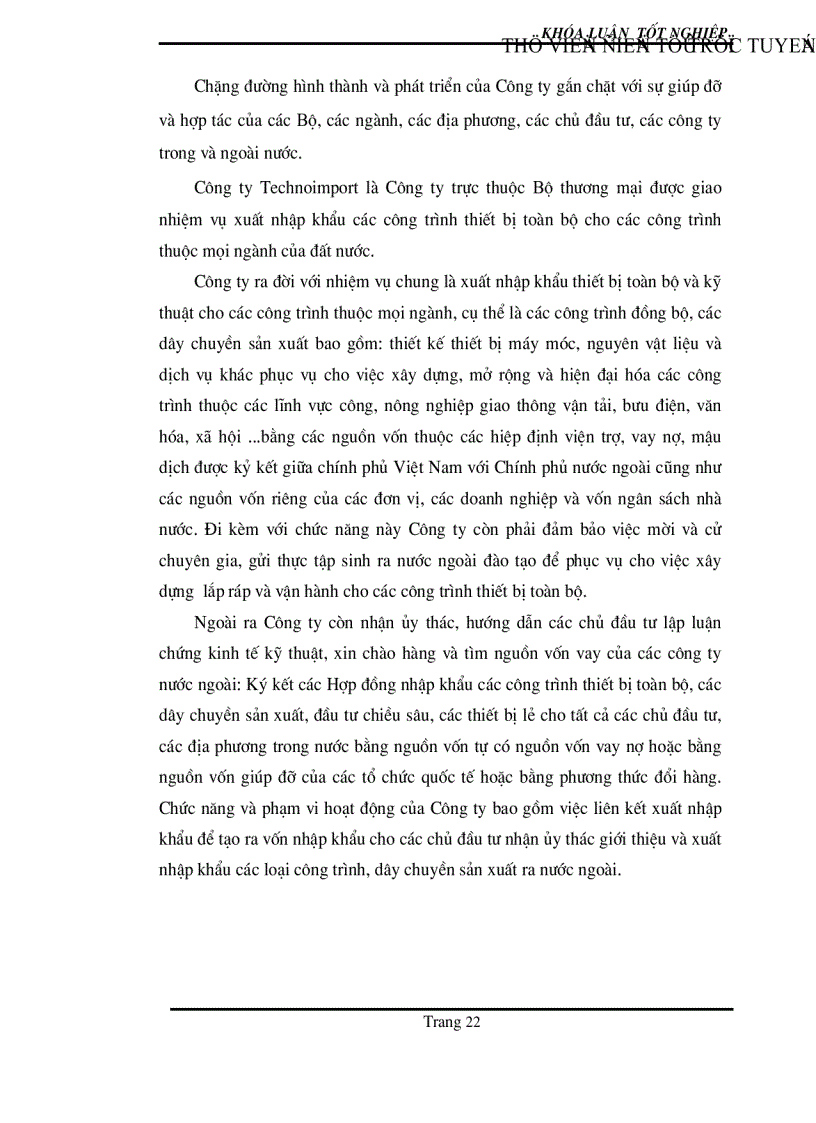 image for page Một số vấn đề về nhập khẩu thiết bị toàn bộ nói chung và hiện trạng nhập khẩu mặt hàng này của Công ty Technoimport nói riêng trong những năm gần đây