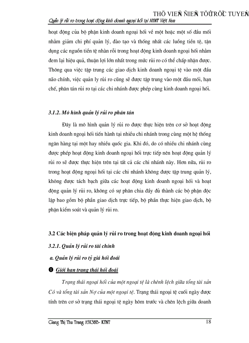 image for page Quản lý rủi ro trong hoạt động kinh doanh ngoại hối tại ngân hàng Ngoại thương Việt nam