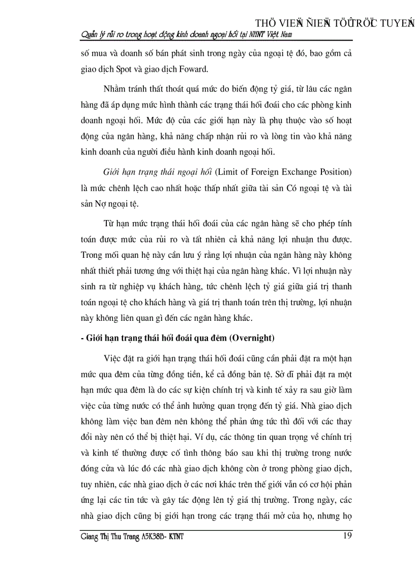 image for page Quản lý rủi ro trong hoạt động kinh doanh ngoại hối tại ngân hàng Ngoại thương Việt nam
