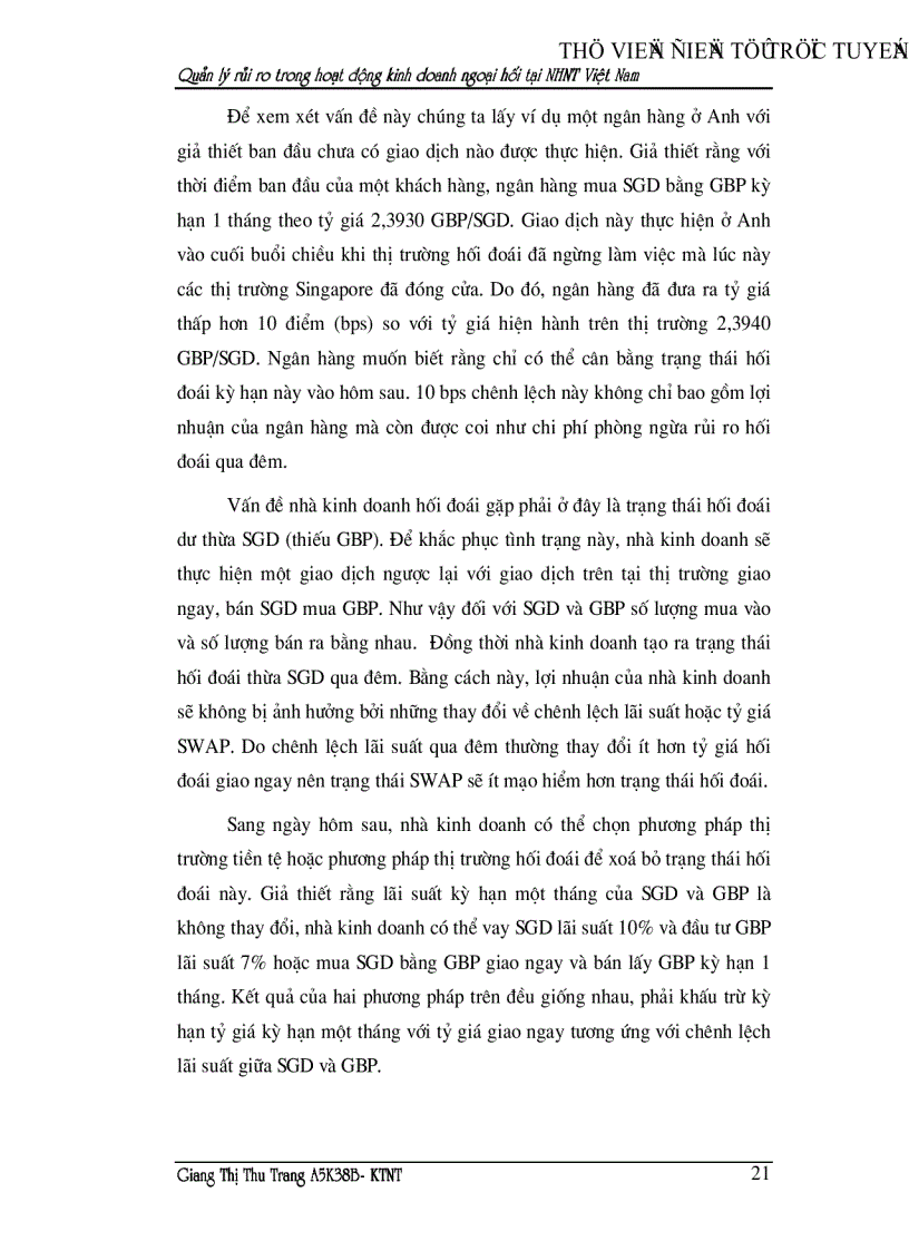 image for page Quản lý rủi ro trong hoạt động kinh doanh ngoại hối tại ngân hàng Ngoại thương Việt nam