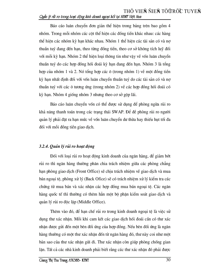 image for page Quản lý rủi ro trong hoạt động kinh doanh ngoại hối tại ngân hàng Ngoại thương Việt nam