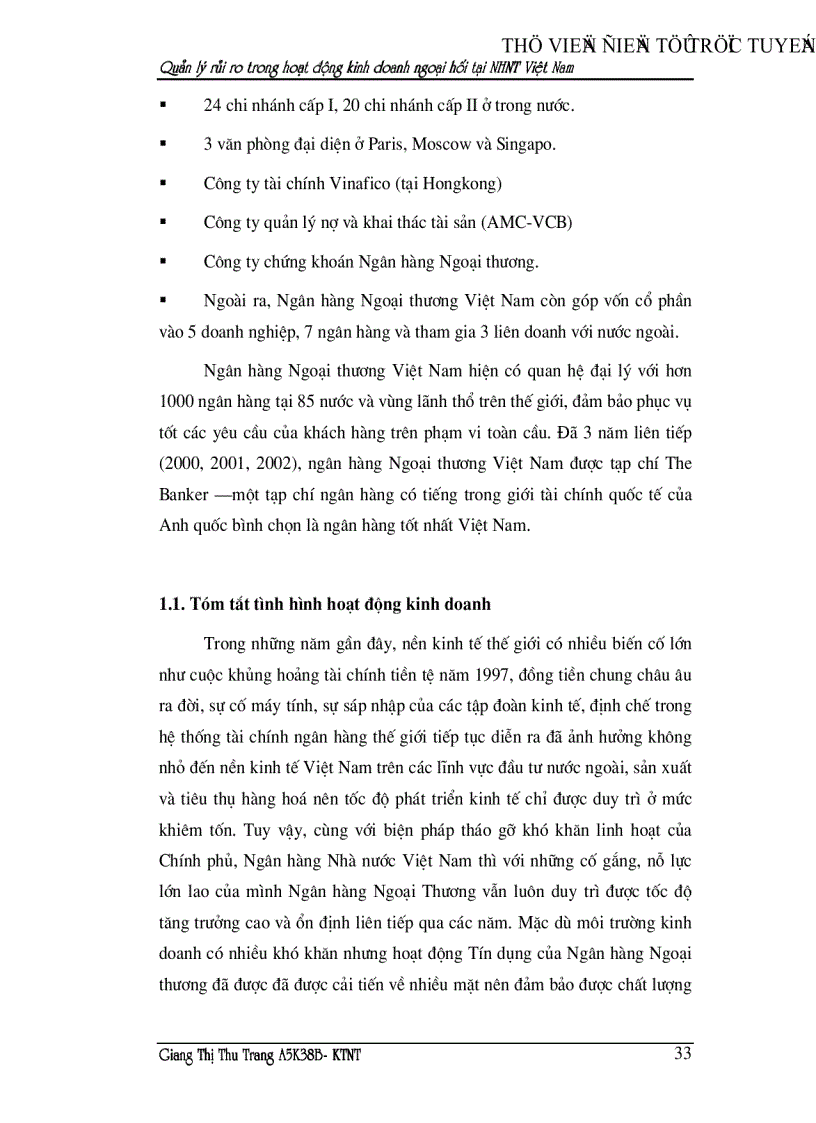 image for page Quản lý rủi ro trong hoạt động kinh doanh ngoại hối tại ngân hàng Ngoại thương Việt nam