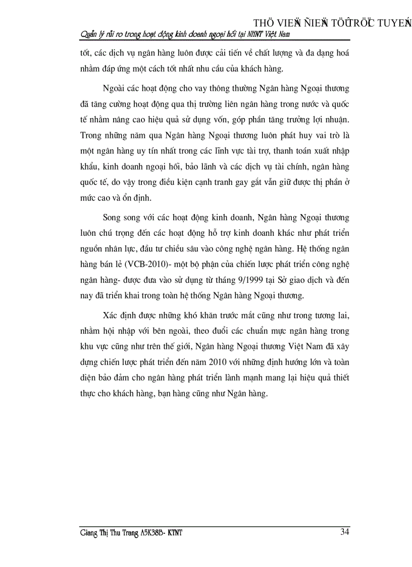 image for page Quản lý rủi ro trong hoạt động kinh doanh ngoại hối tại ngân hàng Ngoại thương Việt nam