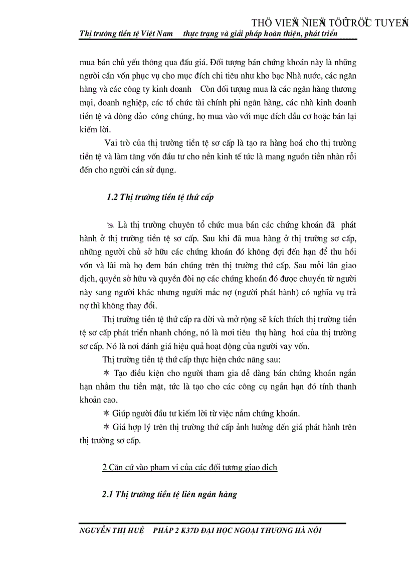 image for page Thị trường tiền tệ Việt Nam thực trạng và giải pháp hoàn thiện phát triển