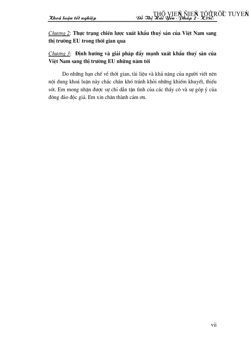 image for page Chiến lược xuất khẩu thuỷ sản của Việt Nam nhằm đáp ứng tốt nhất những quy định hiện nay của thị trường EU trong xu thế hội nhập